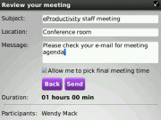 Scheduling a meeting in the Tungle for BlackBerry App
